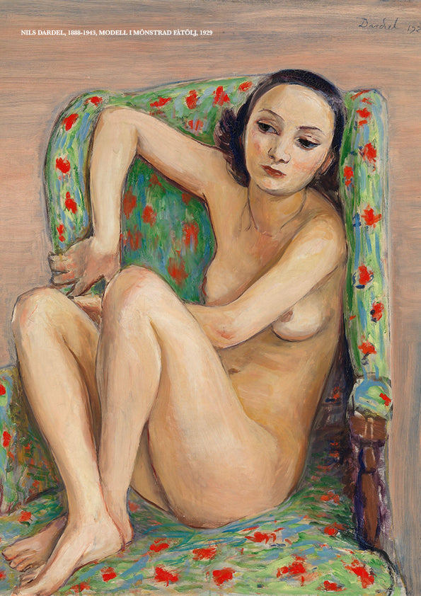 Model in armchair