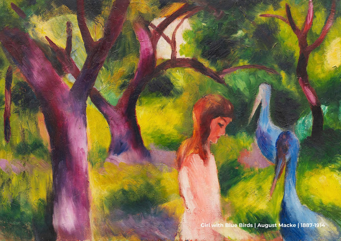 Girl with Blue Birds