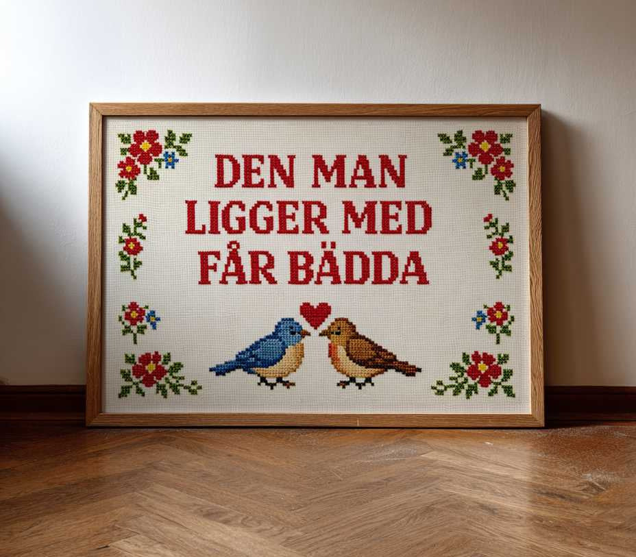 DEN MAN LIGGER MED FÅR BÄDDA