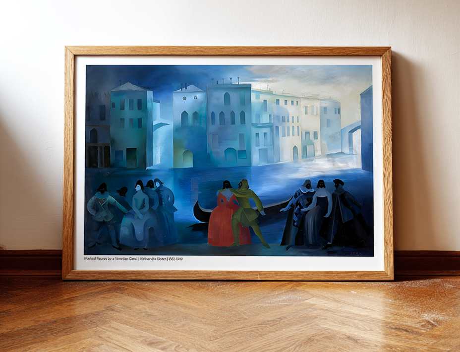 Masked Figures by a Venetian Canal