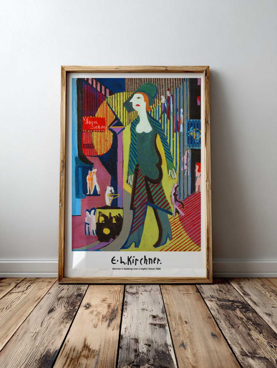 Woman is Walking over a Nighty Street