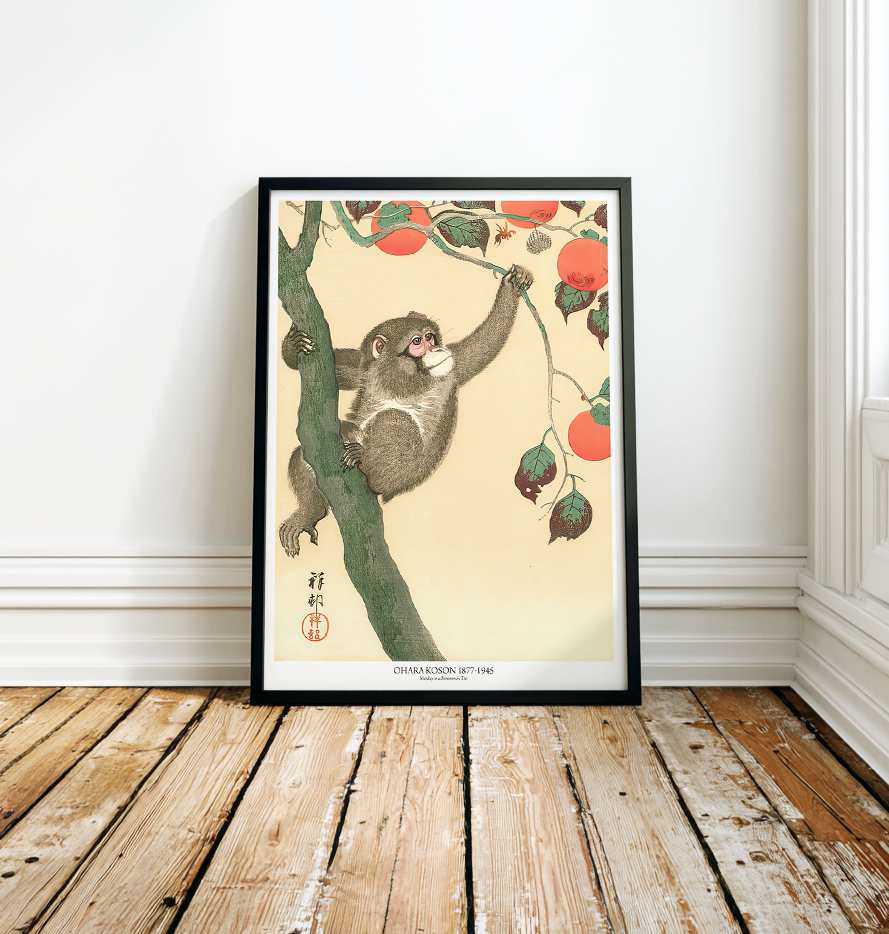 Monkey in a persimmon tree