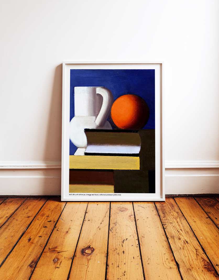Still Life with White Jar, Orange and Book
