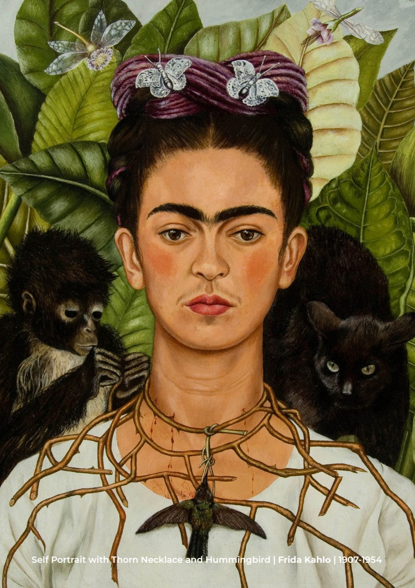 Self Portrait with Thorn Necklace and Hummingbird