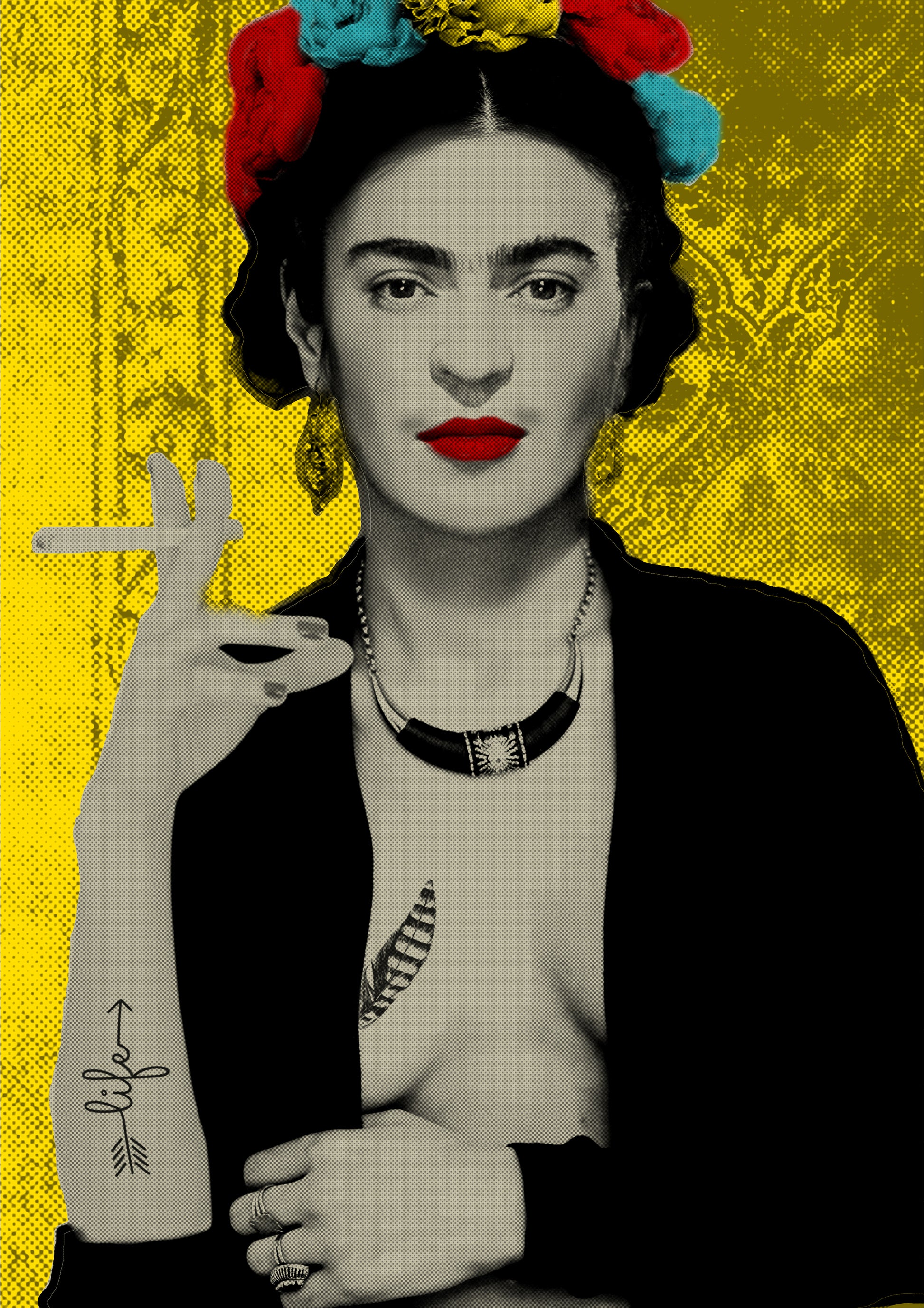 frida kahlo cigarette Tea And Smoking Canvas Wall Art frida kahlo burning cigarette" Poster