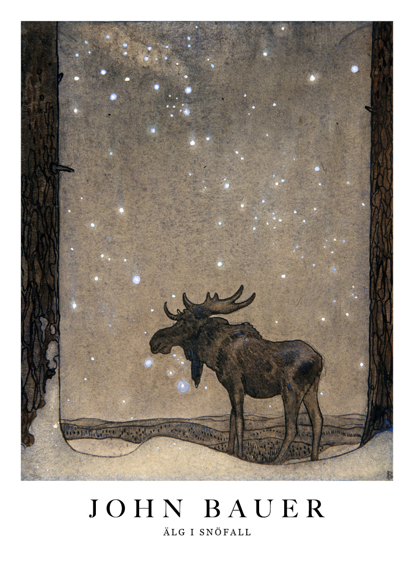 Älg i snöfall