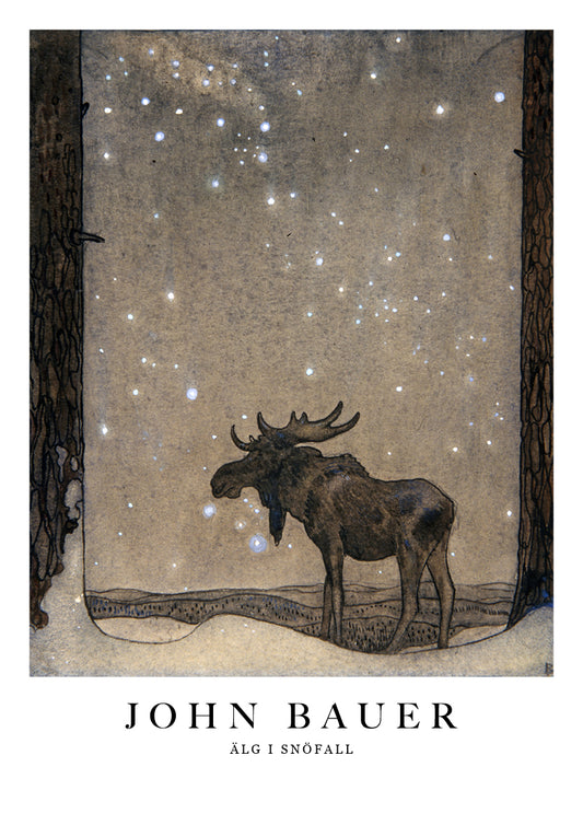 Älg i snöfall