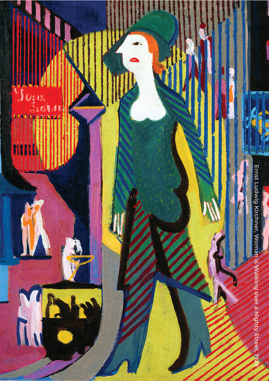 Woman is Walking over a Nighty Street