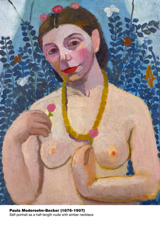 Self-portrait as a half-length nude with amber necklace