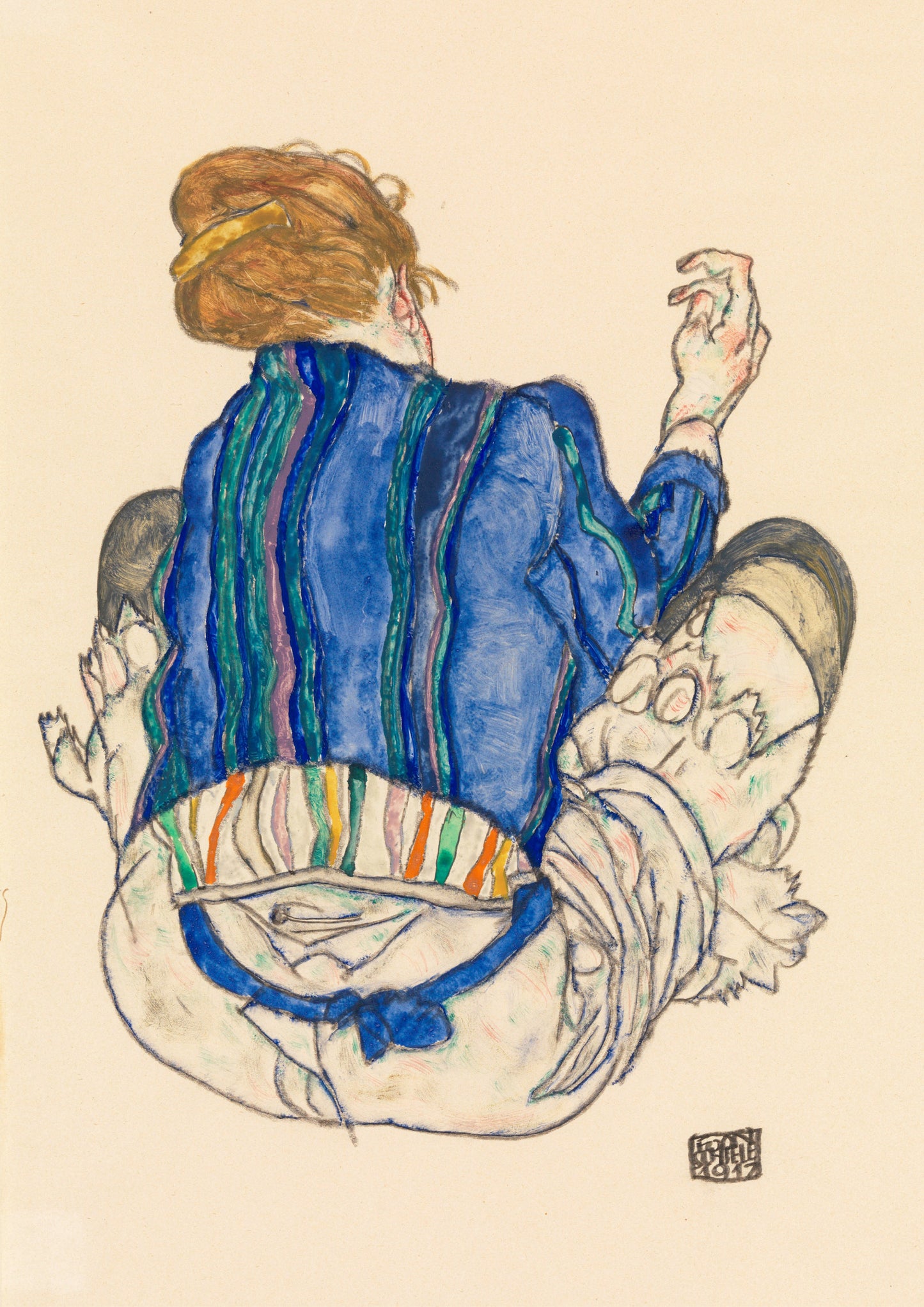 Seated woman back view