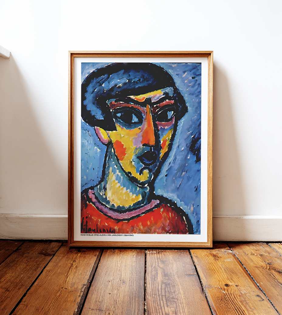 Head in blue