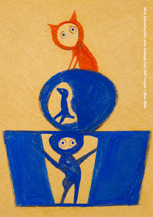 Blue Construction with Orange Cat
