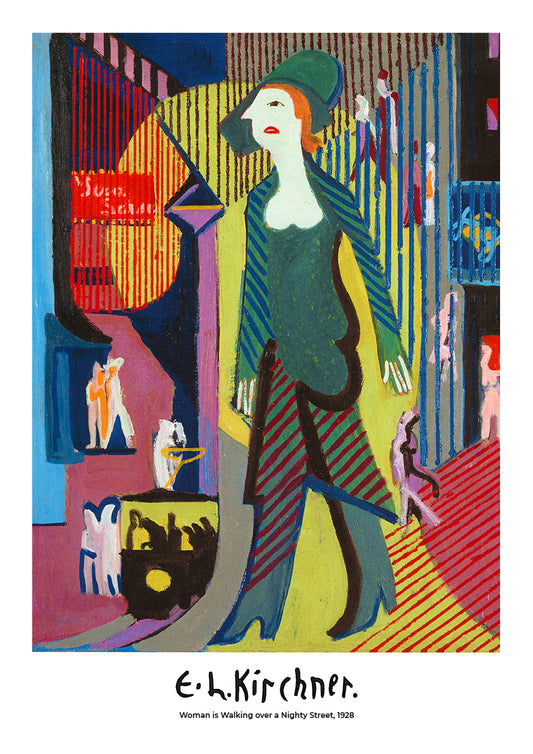 Woman is Walking over a Nighty Street