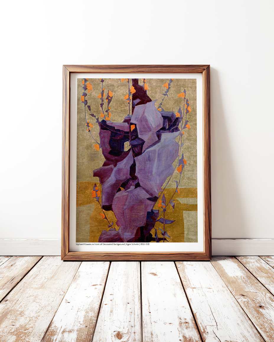 Stylised Flowers in Front of Decorative Background