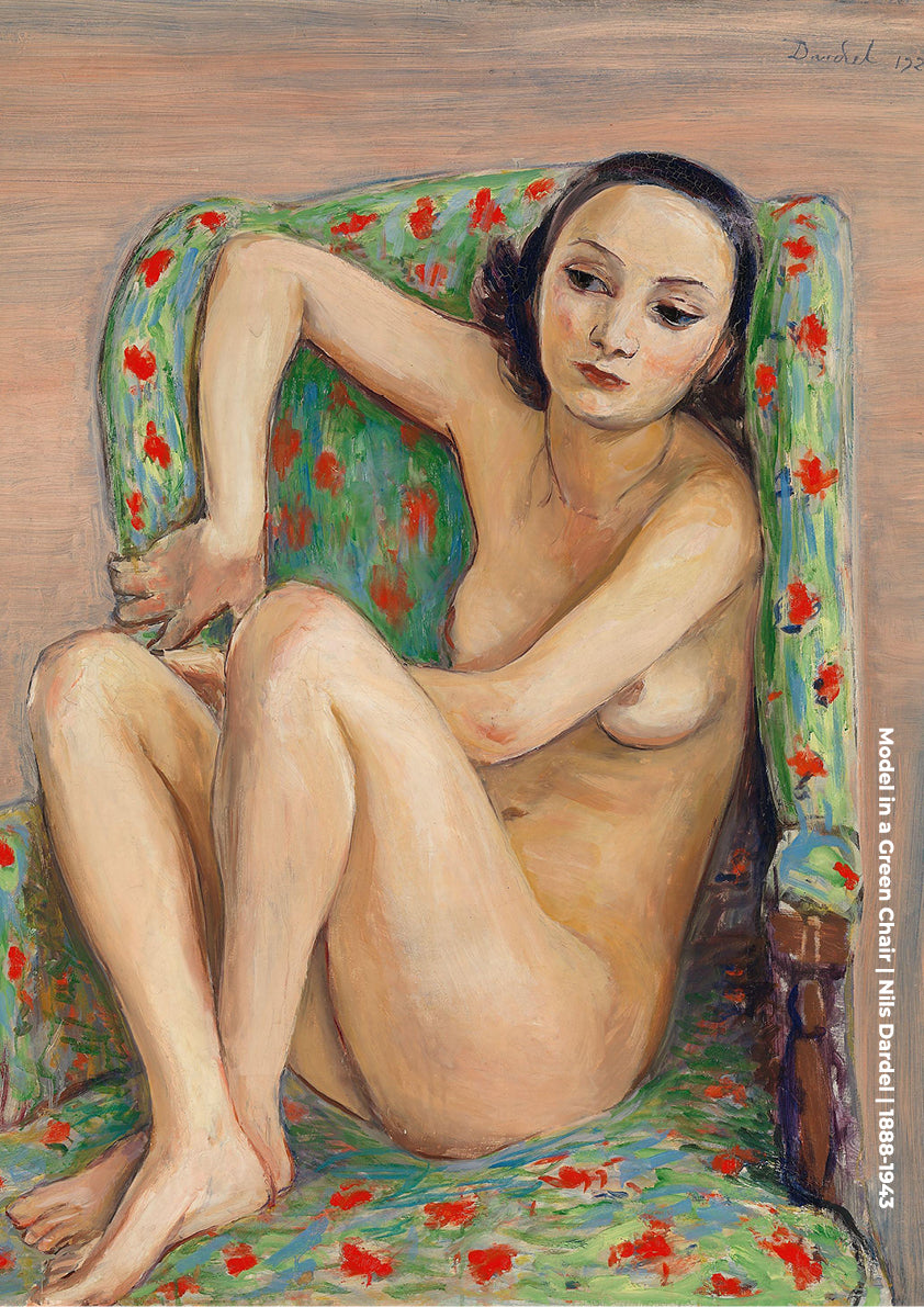 Model in armchair
